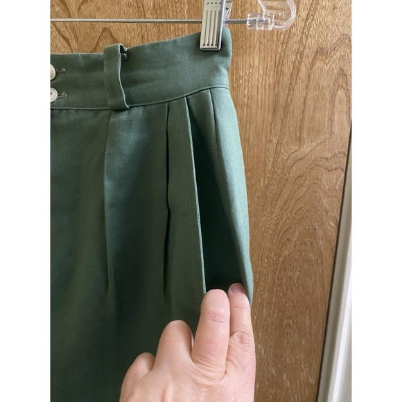 Vintage Ralph Lauren Italian Linen Pencil Skirt Sage Green Button Zip Slit Sz 8 - Picture 7 of 15